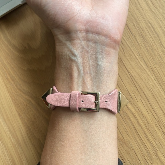 Valentino Rockstud Bracelet, pink leather w/ gold hardware - Picture 2 of 4